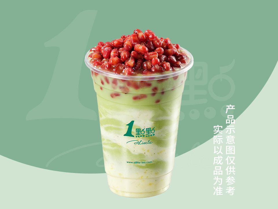 抹茶奶茶+米麻薯红豆